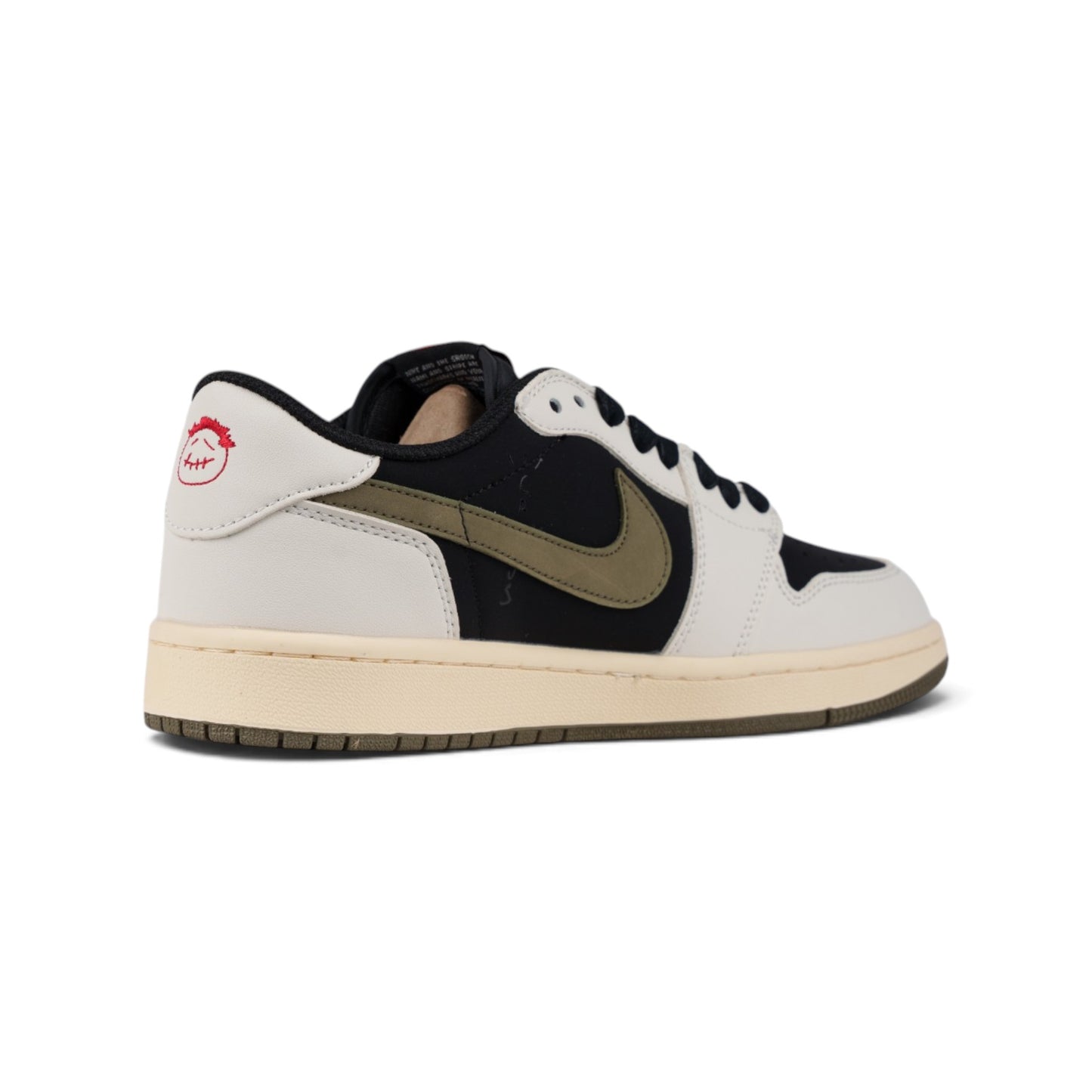 Nike Air Jordan 1 чёрно-оливковые кроссовки — вид сзади сбоку | GAMEOVERSHOP