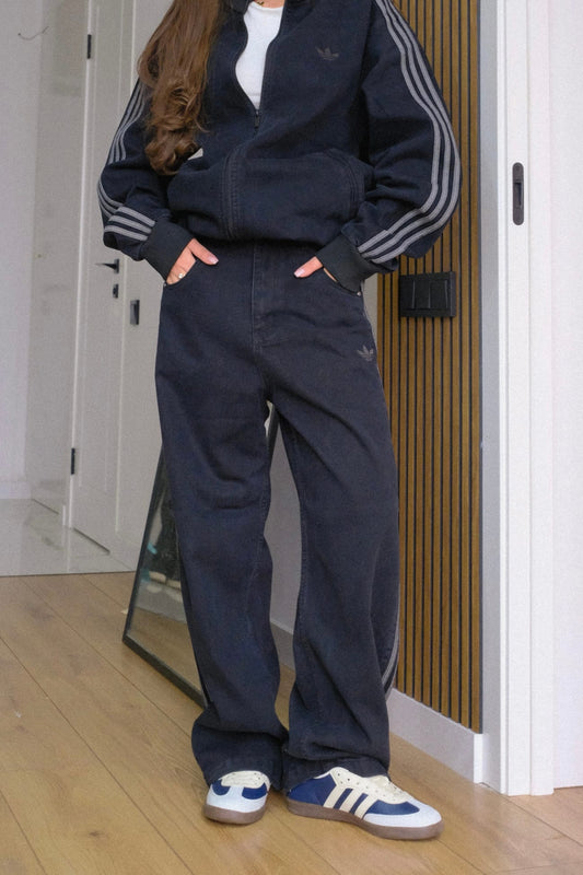 Куртка Adidas с 3 полосами + Брюки Adidas с 3 полосами — Чёрный