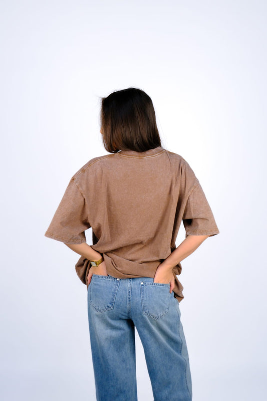 Футболка вош оверсайз — Бежевый