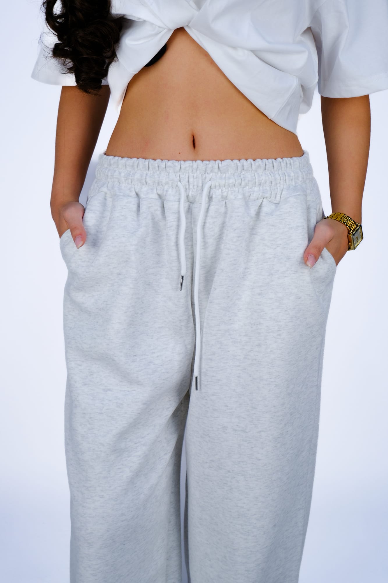 Брюки спортивные широкие — Светло-серый