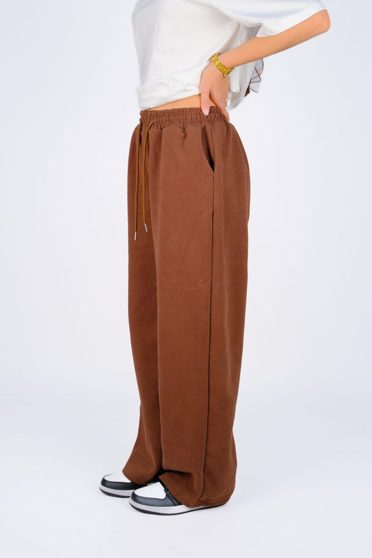 Брюки спортивные широкие — Коричневый