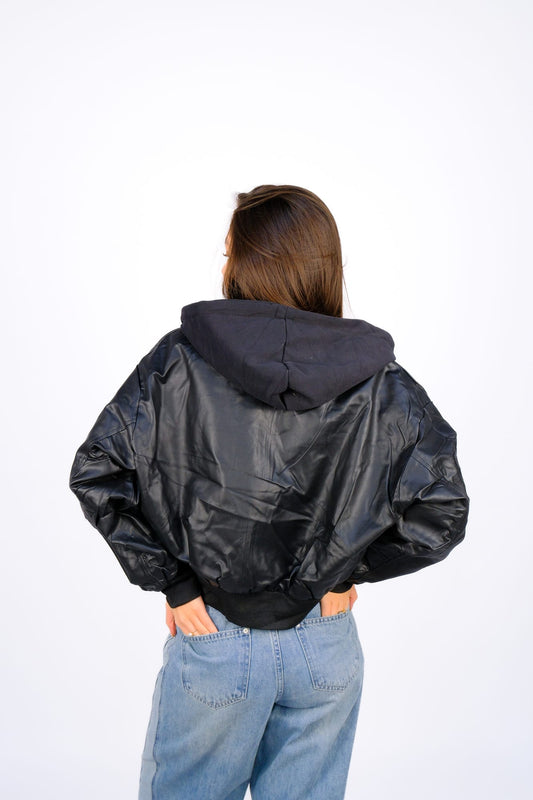 Бомбер двусторонний экокожа — Хаки