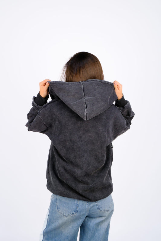 Худи зип вош оверсайз — Чёрный