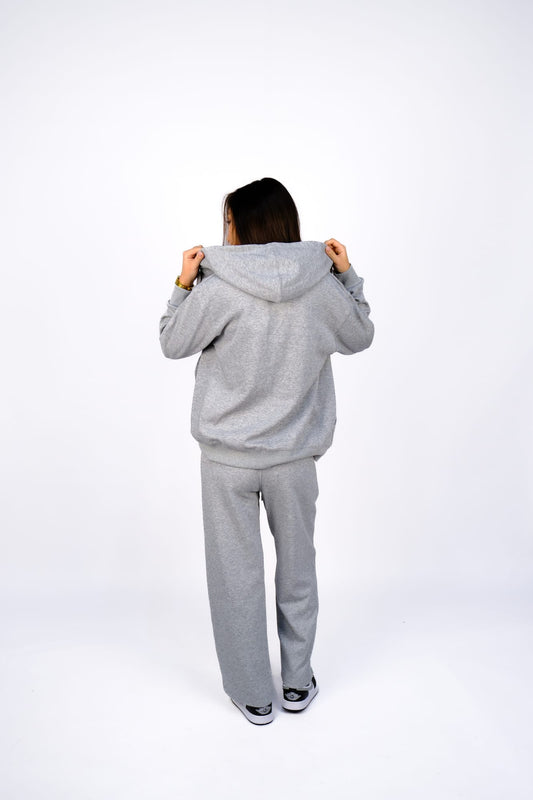 Худи на молнии + Штаны спортивные — Светло-серый