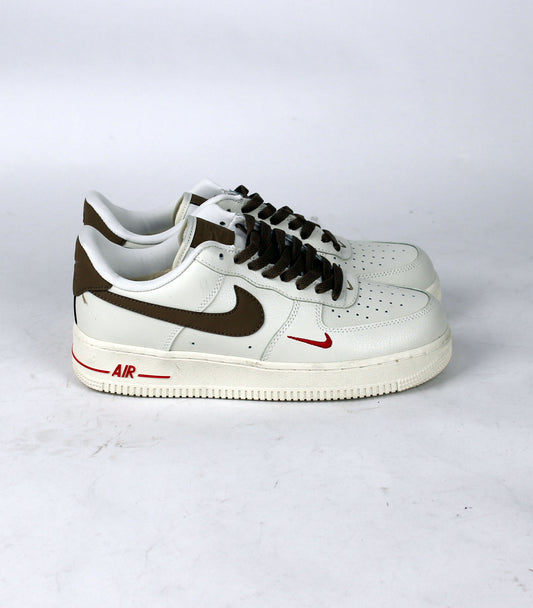 Кроссовки Air Force 1 Low Id White Brown Red Fur - Premium