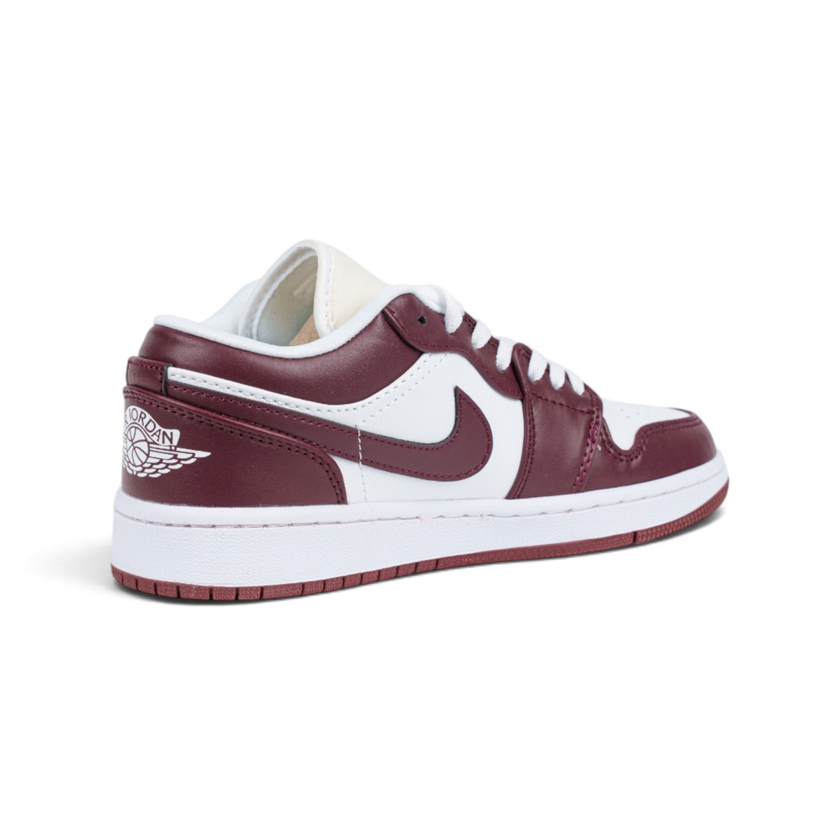 Nike Air Jordan 1 Low Team Red бордово-белые кроссовки — вид сзади под углом | GAMEOVERSHOP