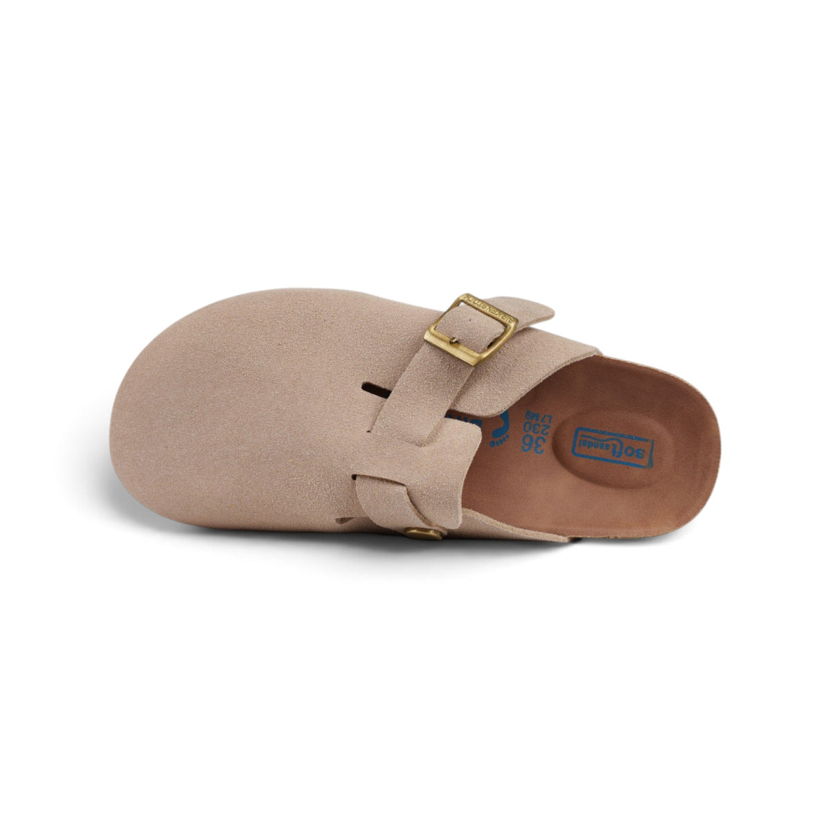 Birkenstock Arizona песочные замшевые сабо — вид сверху | GAMEOVERSHOP