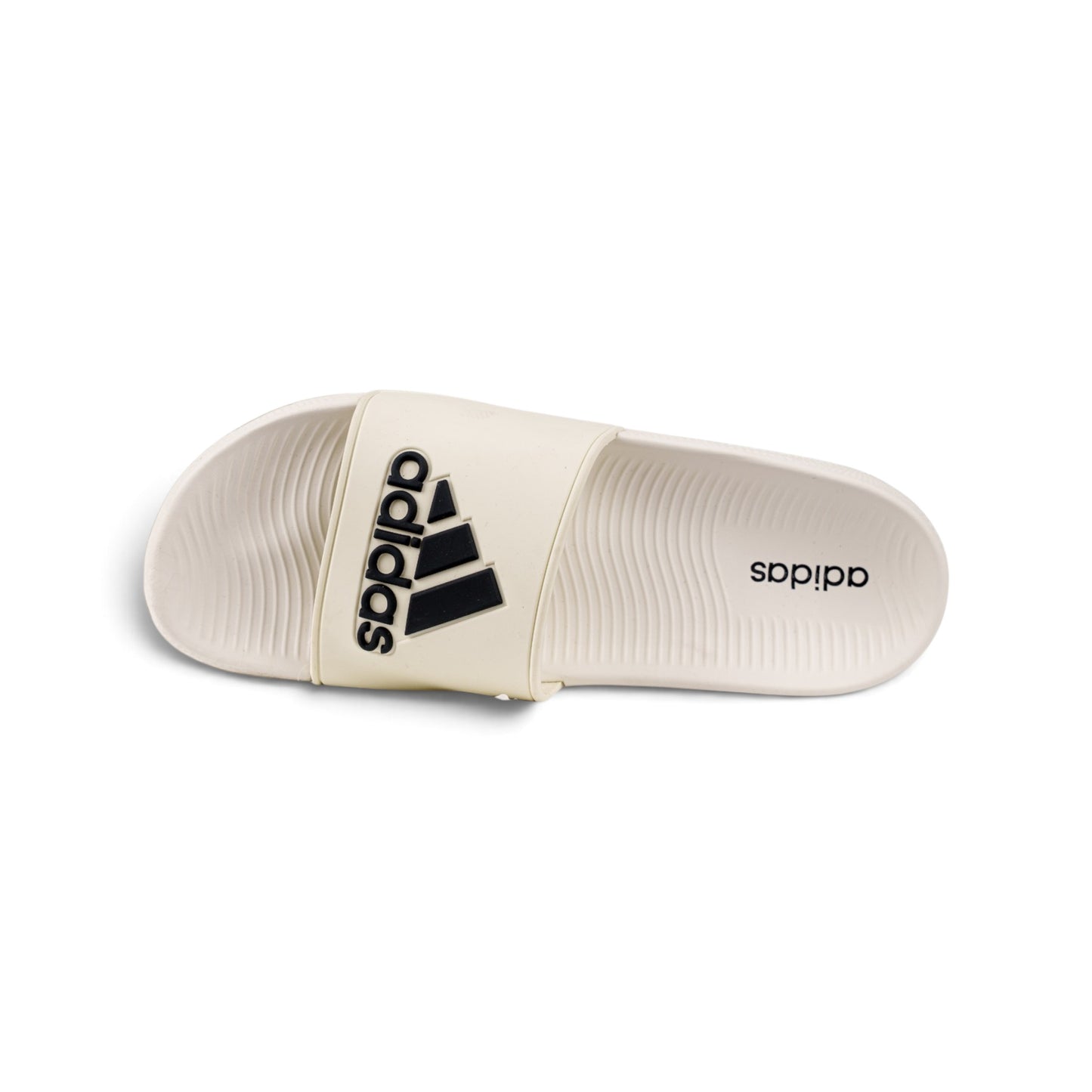 Adidas Adilette белые сланцы — вид сверху, логотип adidas | GAMEOVERSHOP