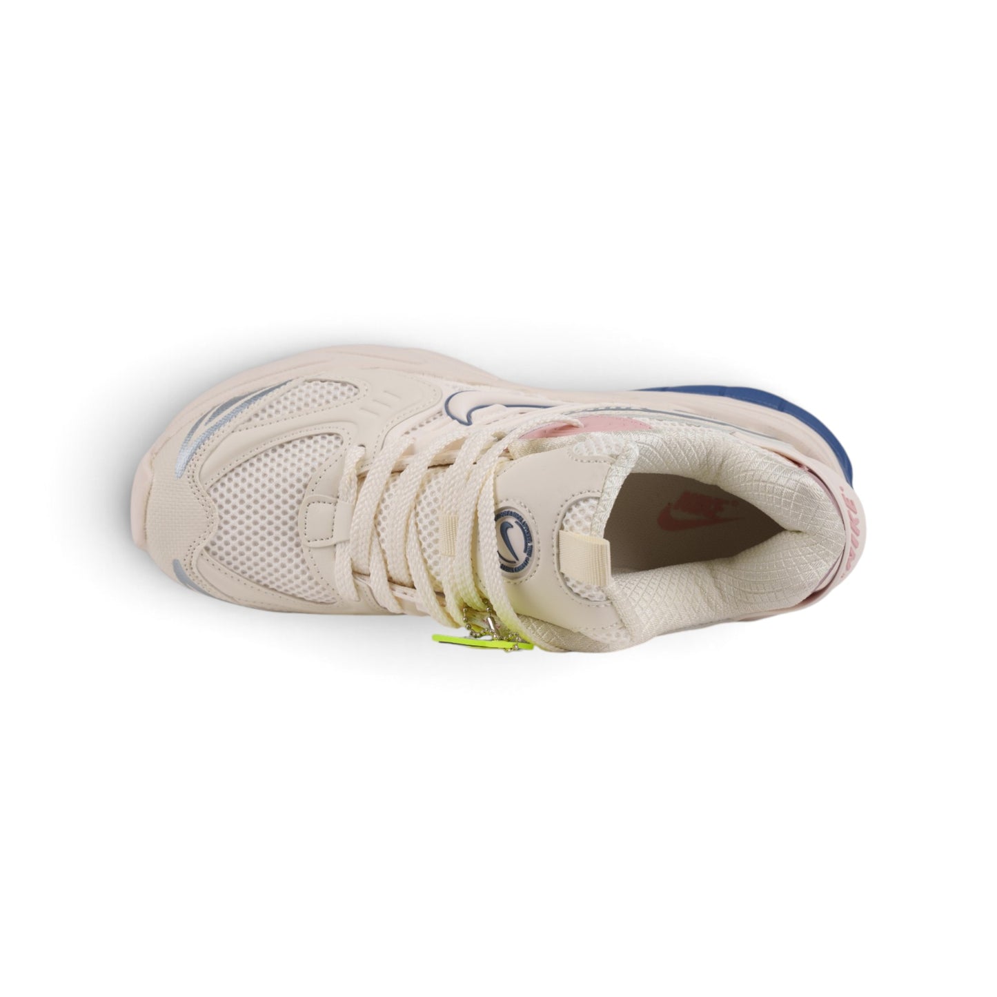 Nike V2K Run кремово-белые кроссовки с розовым и синим — вид сверху | GAMEOVERSHOP