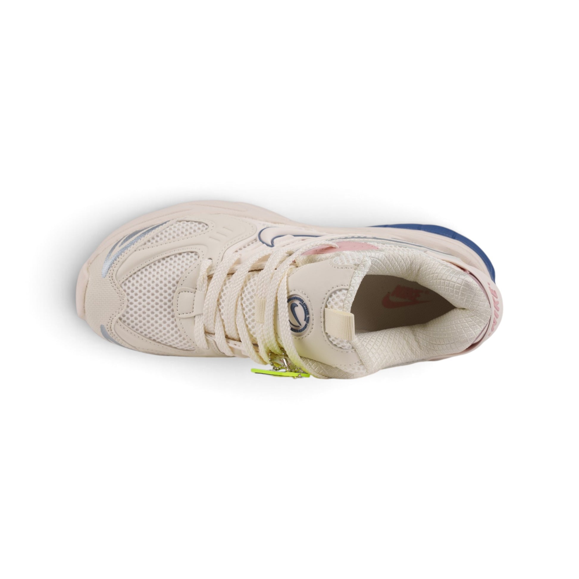 Nike V2K Run кремово-белые кроссовки с розовым и синим — вид сверху | GAMEOVERSHOP