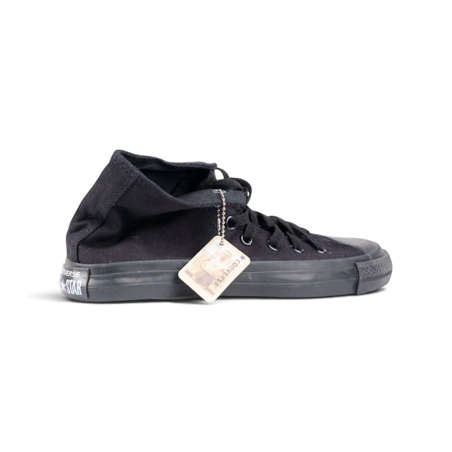 Converse Chuck Taylor All Star чёрные кеды — вид сбоку с биркой | GAMEOVERSHOP