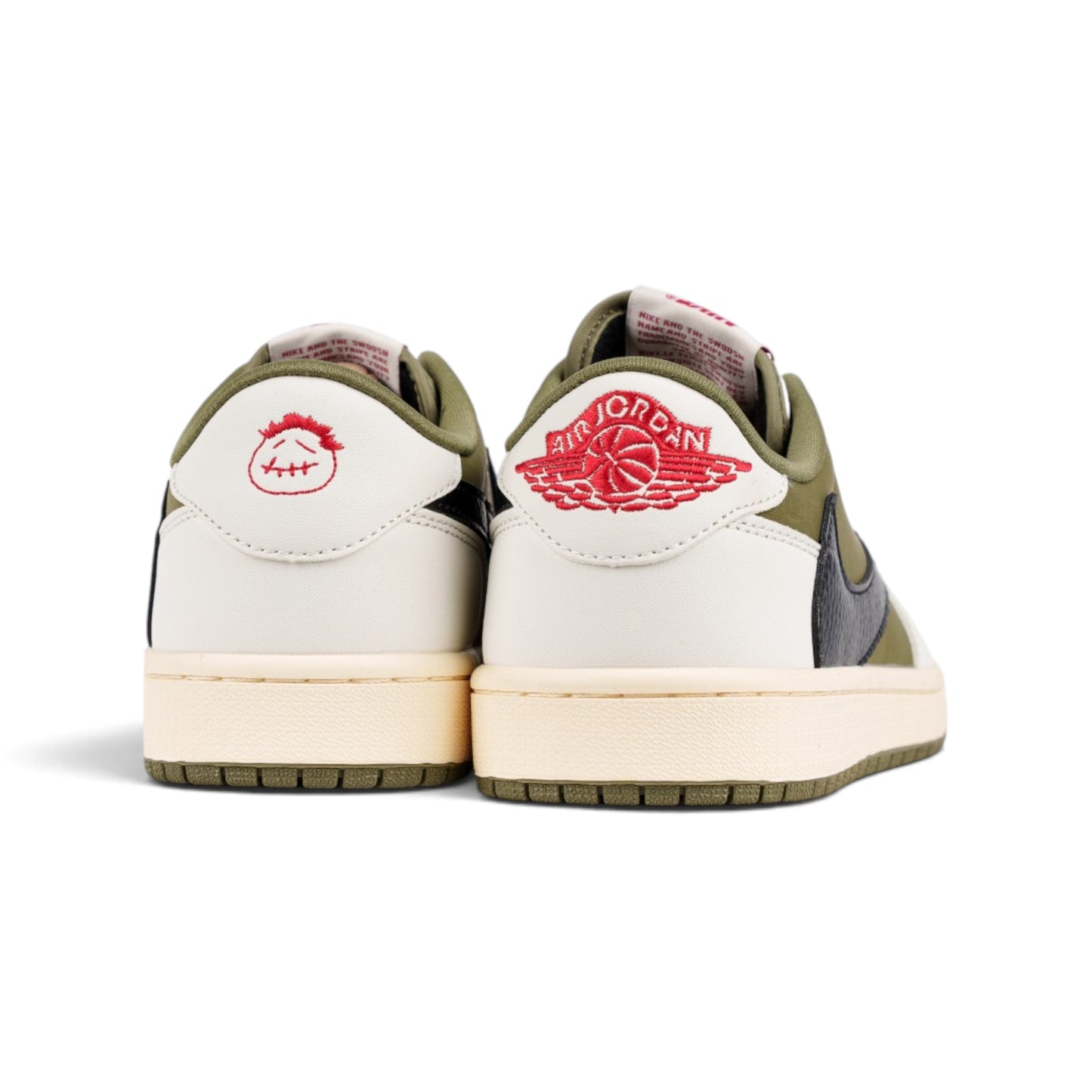 Nike Air Jordan 1 кроссовки цвета хаки — пара, вид сзади прямо | GAMEOVERSHOP