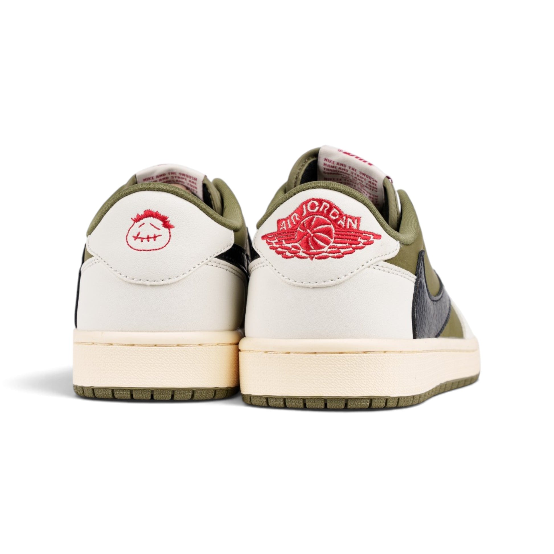 Nike Air Jordan 1 кроссовки цвета хаки — пара, вид сзади прямо | GAMEOVERSHOP