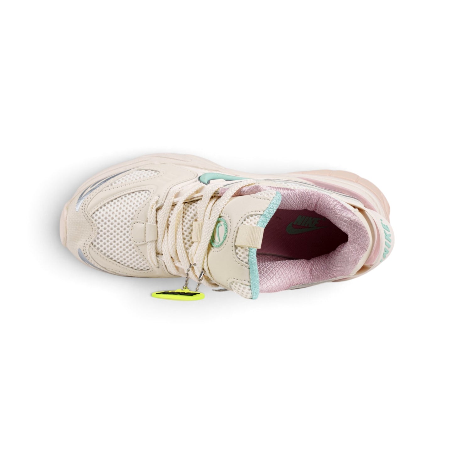 Nike V2K Run белые кроссовки с мятным свушем — вид сверху | GAMEOVERSHOP