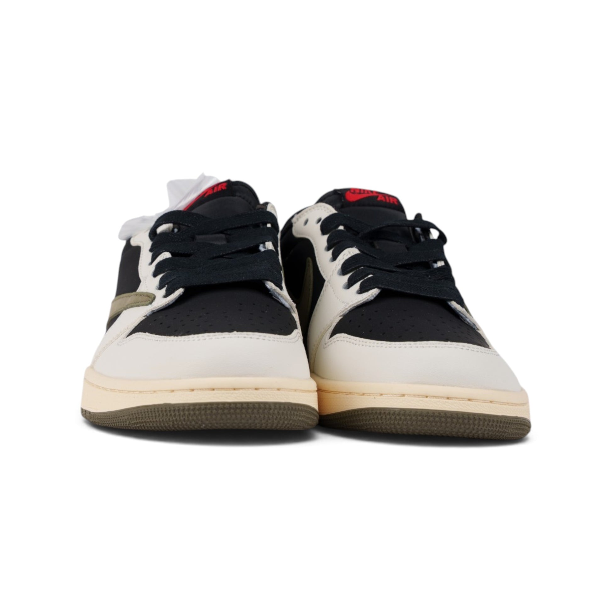 Nike Air Jordan 1 чёрно-оливковые кроссовки — пара, вид спереди | GAMEOVERSHOP