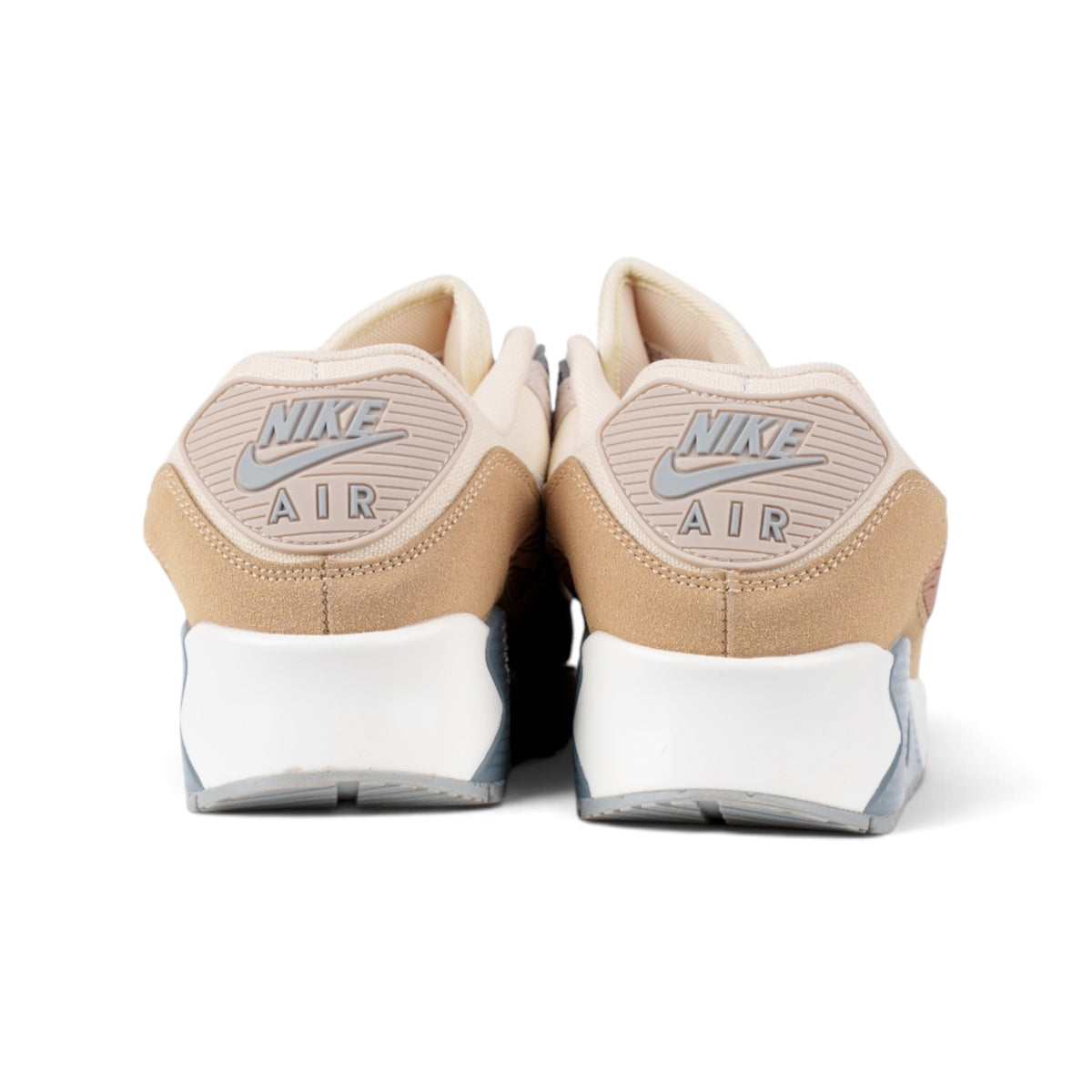 Nike Air Max 90 бежевые кроссовки — вид сзади, логотип Nike Air | GAMEOVERSHOP