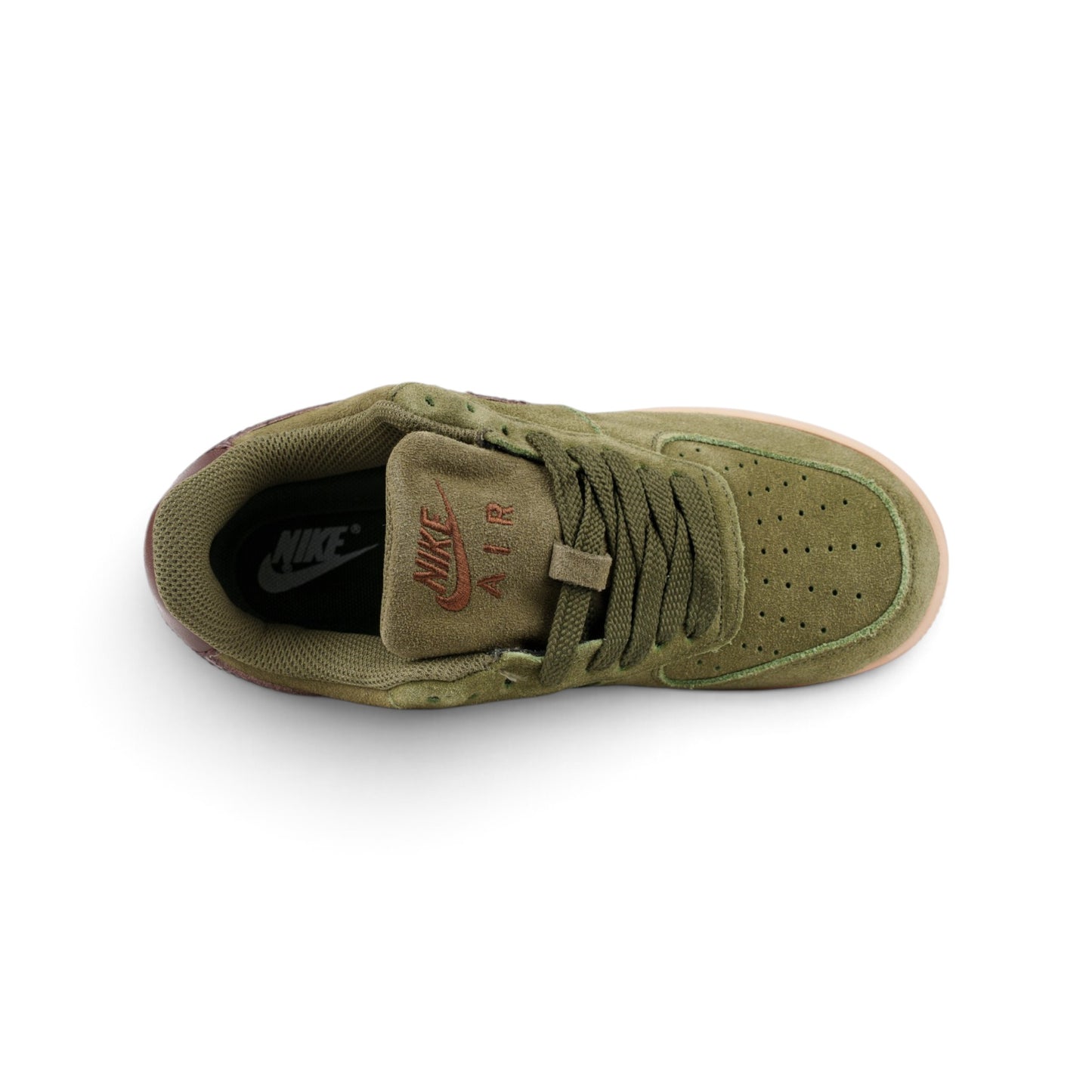 Nike Air Force 1 замшевые кроссовки цвета хаки — вид сверху | GAMEOVERSHOP