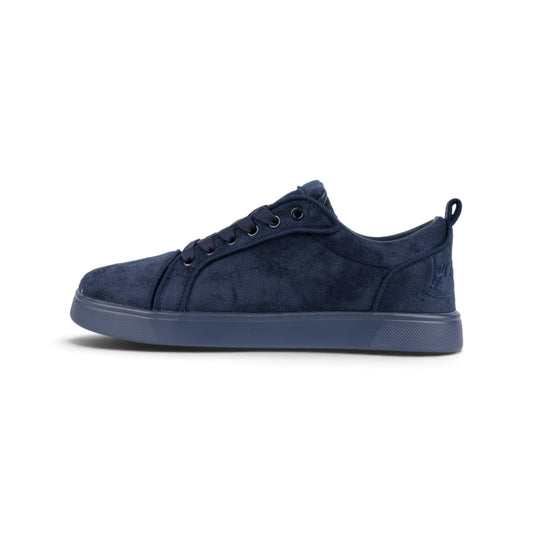 Christian Louboutin Louis Junior тёмно-синие замшевые кроссовки — вид сбоку | GAMEOVERSHOP