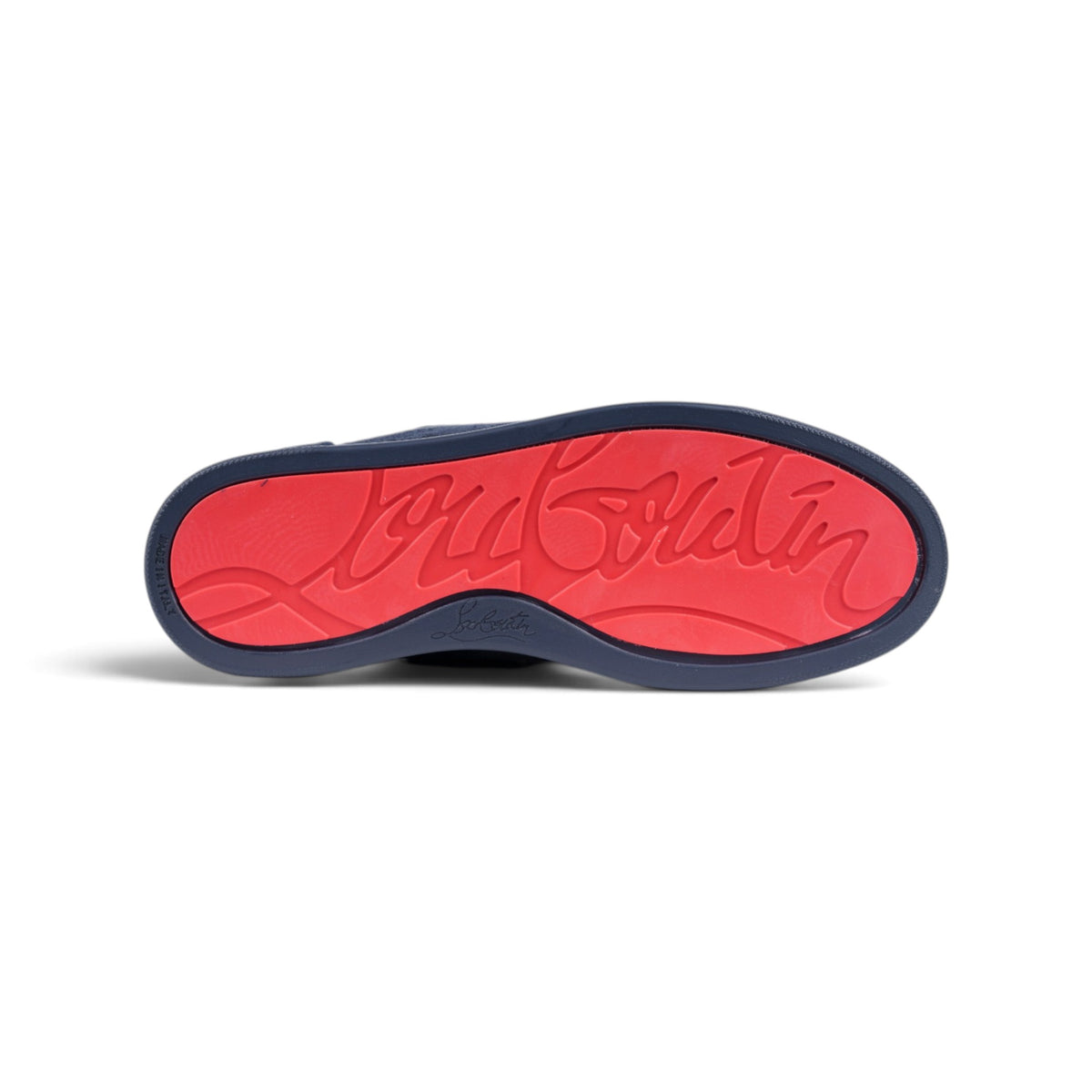 Christian Louboutin Louis Junior тёмно-синие замшевые кроссовки — подошва крупным планом | GAMEOVERSHOP