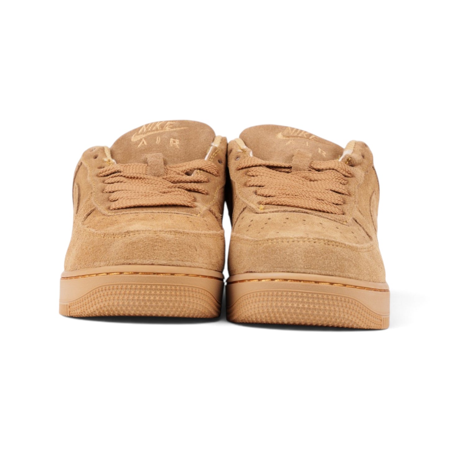 Nike Air Force 1 пшеничные замшевые кроссовки — пара, вид спереди | GAMEOVERSHOP