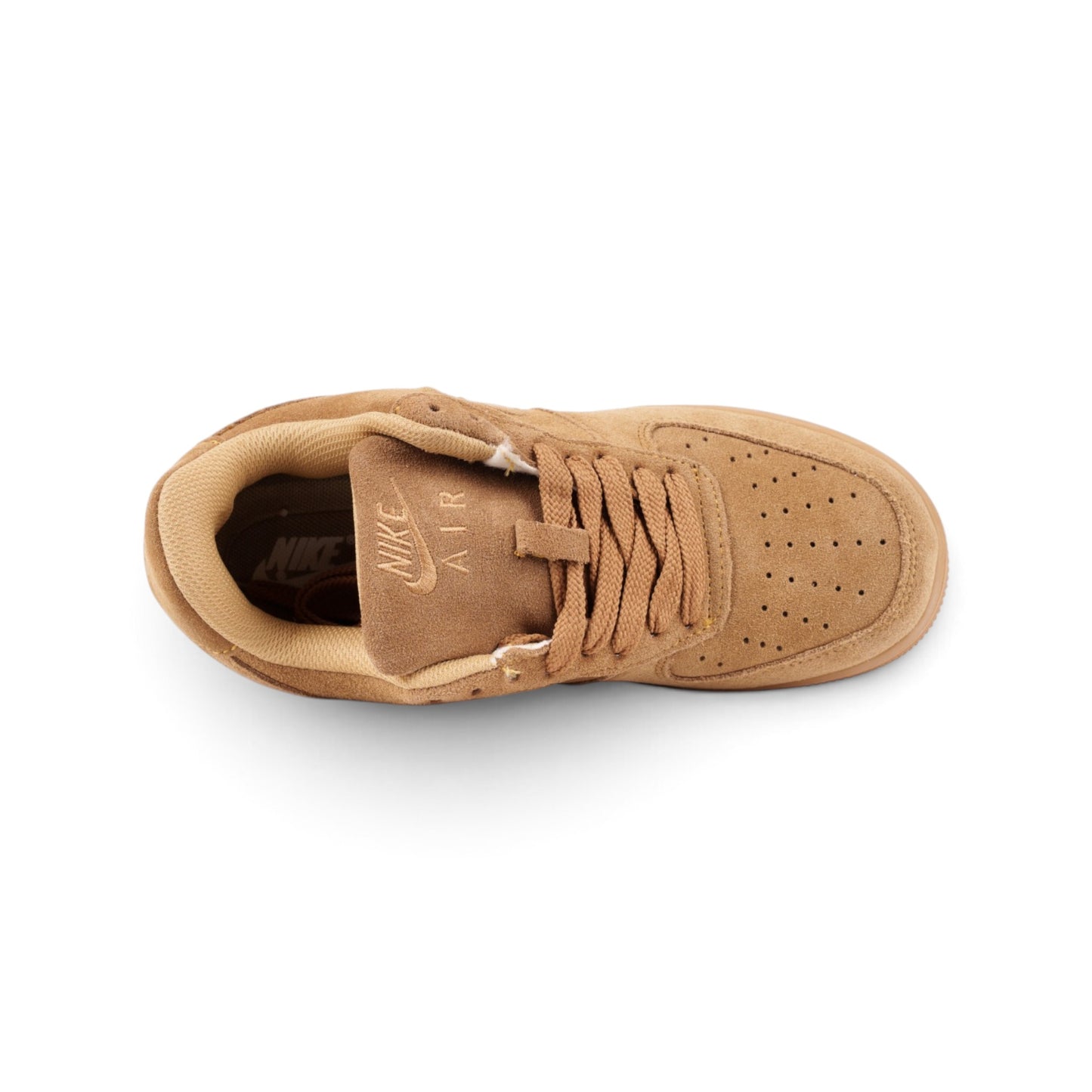 Nike Air Force 1 пшеничные замшевые кроссовки — вид сверху | GAMEOVERSHOP