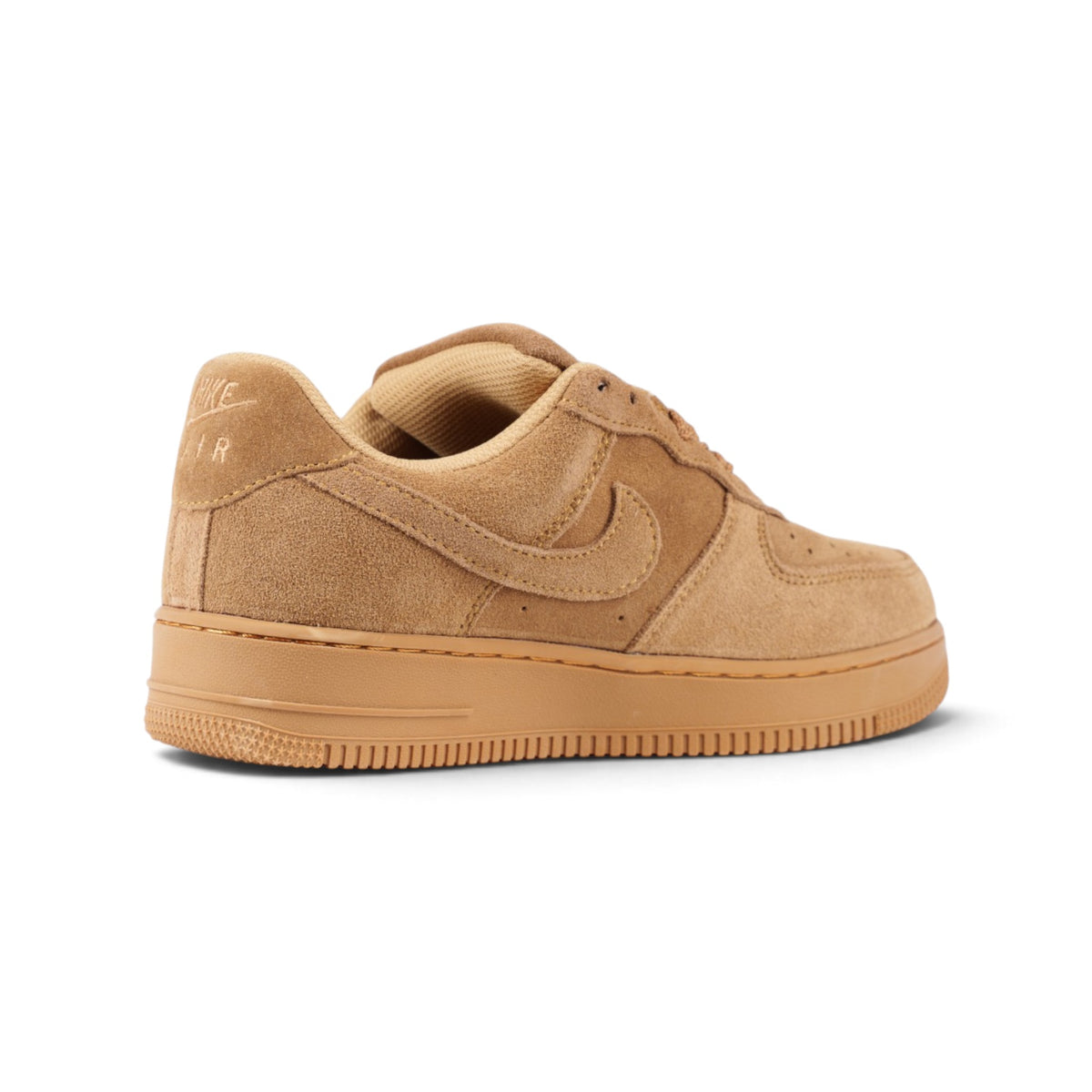 Nike Air Force 1 пшеничные замшевые кроссовки — вид сзади сбоку | GAMEOVERSHOP