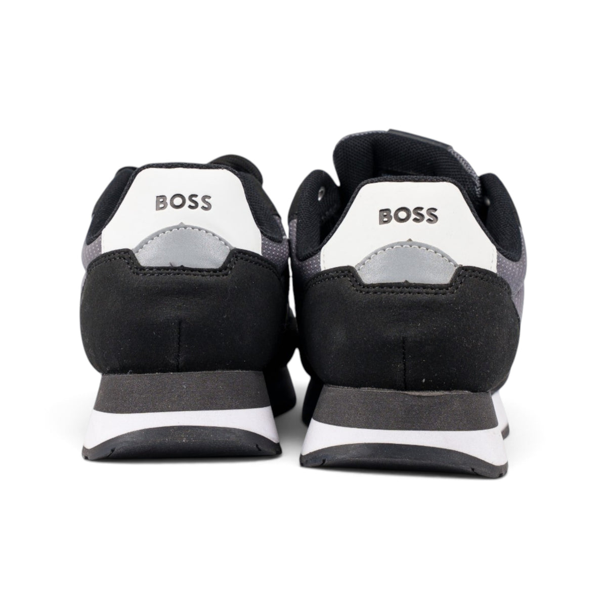 Hugo Boss Titanium Runner чёрно-серые кроссовки — вид сзади, логотип BOSS | GAMEOVERSHOP