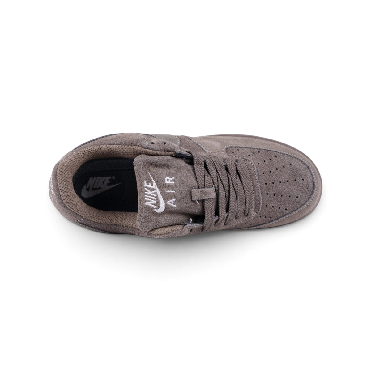 Nike Air Force 1 Low серые замшевые кроссовки — вид сверху | GAMEOVERSHOP