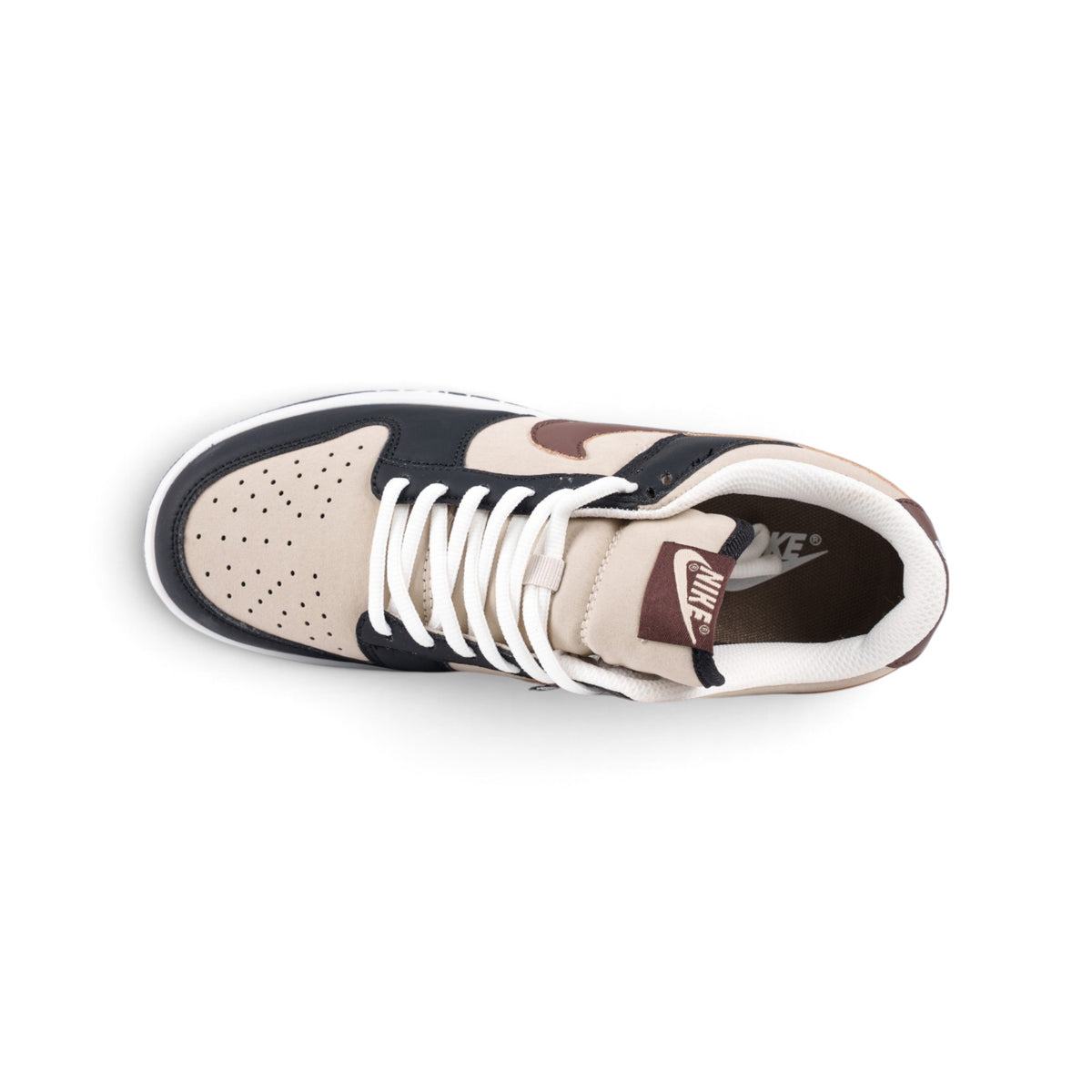 Nike Dunk Low бежево-чёрные кроссовки — вид сверху | GAMEOVERSHOP