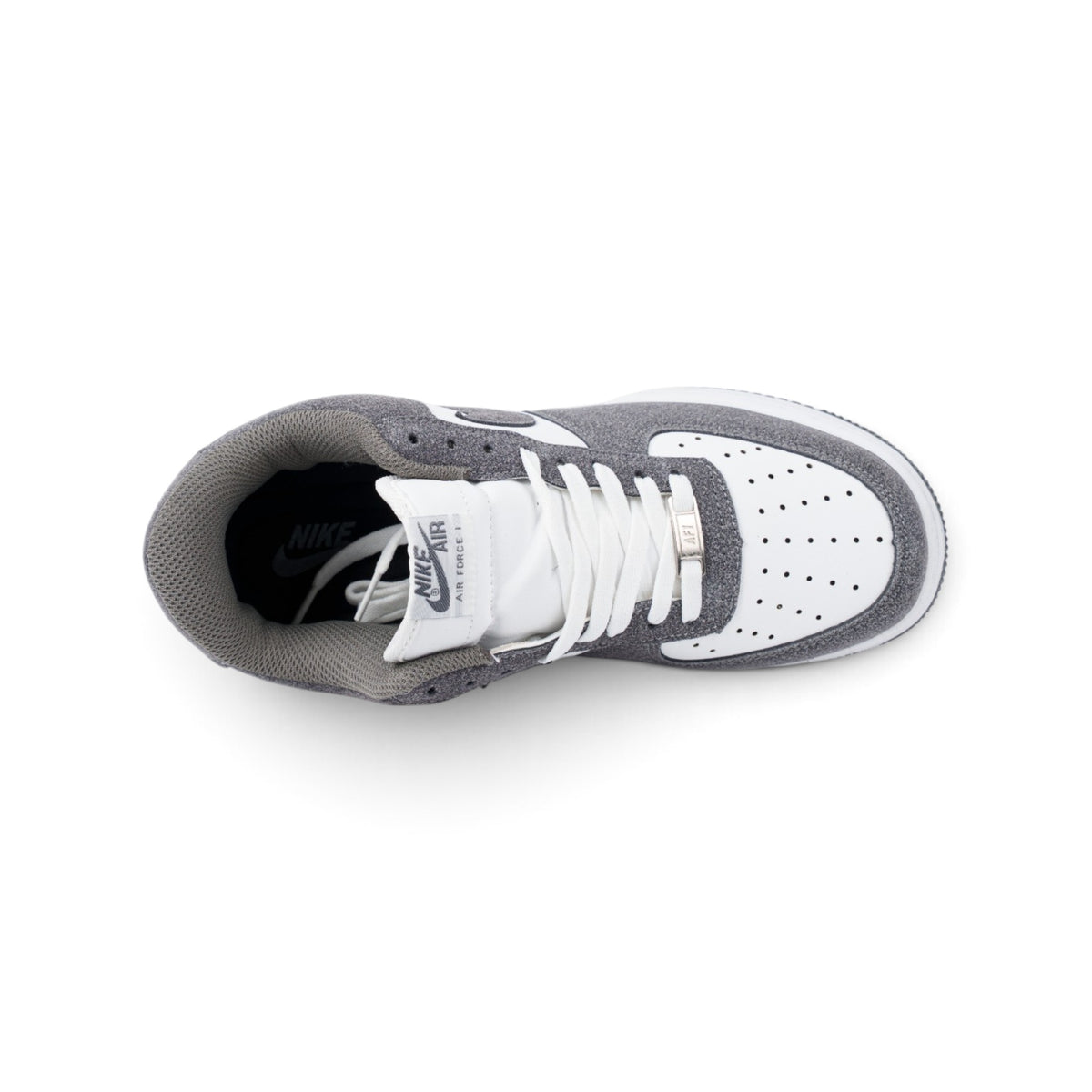 Nike Air Force 1 серые замшевые кроссовки — вид сверху | GAMEOVERSHOP
