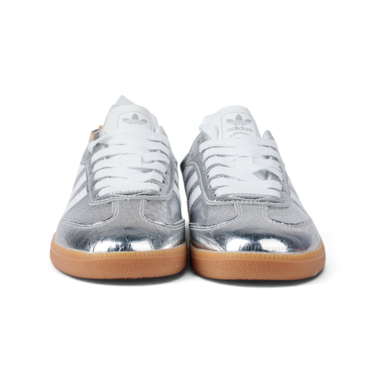 Adidas Samba серебристые кроссовки — вид спереди | GAMEOVERSHOP