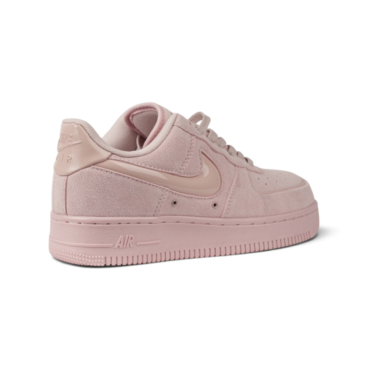 Nike Air Force 1 розовые замшевые кроссовки — вид сзади сбоку | GAMEOVERSHOP