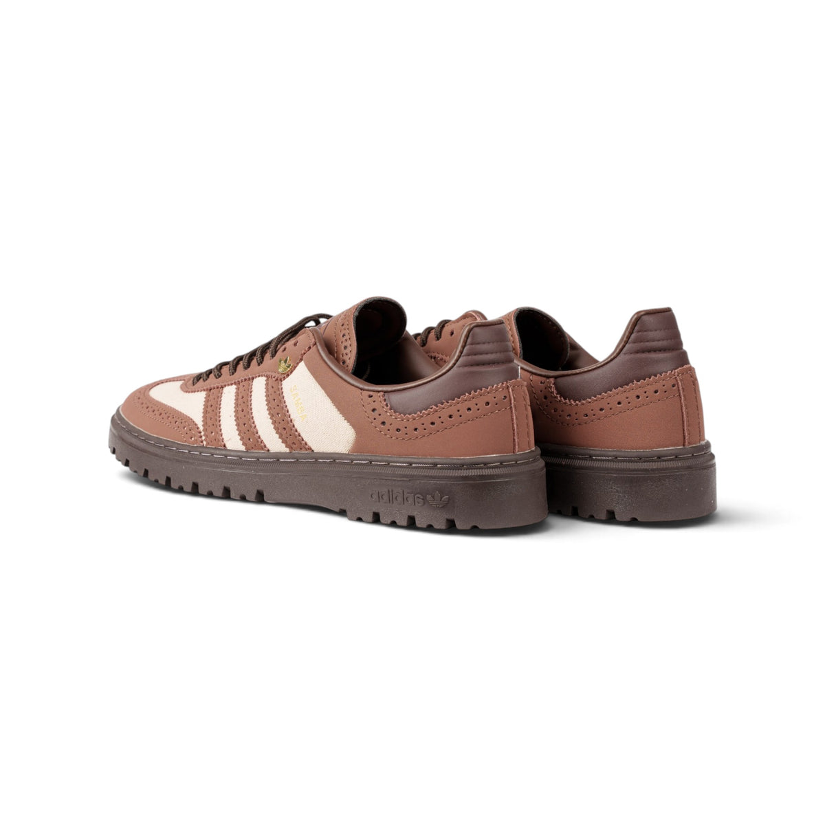 Adidas Samba коричневые кроссовки — пара, вид сзади сбоку | GAMEOVERSHOP