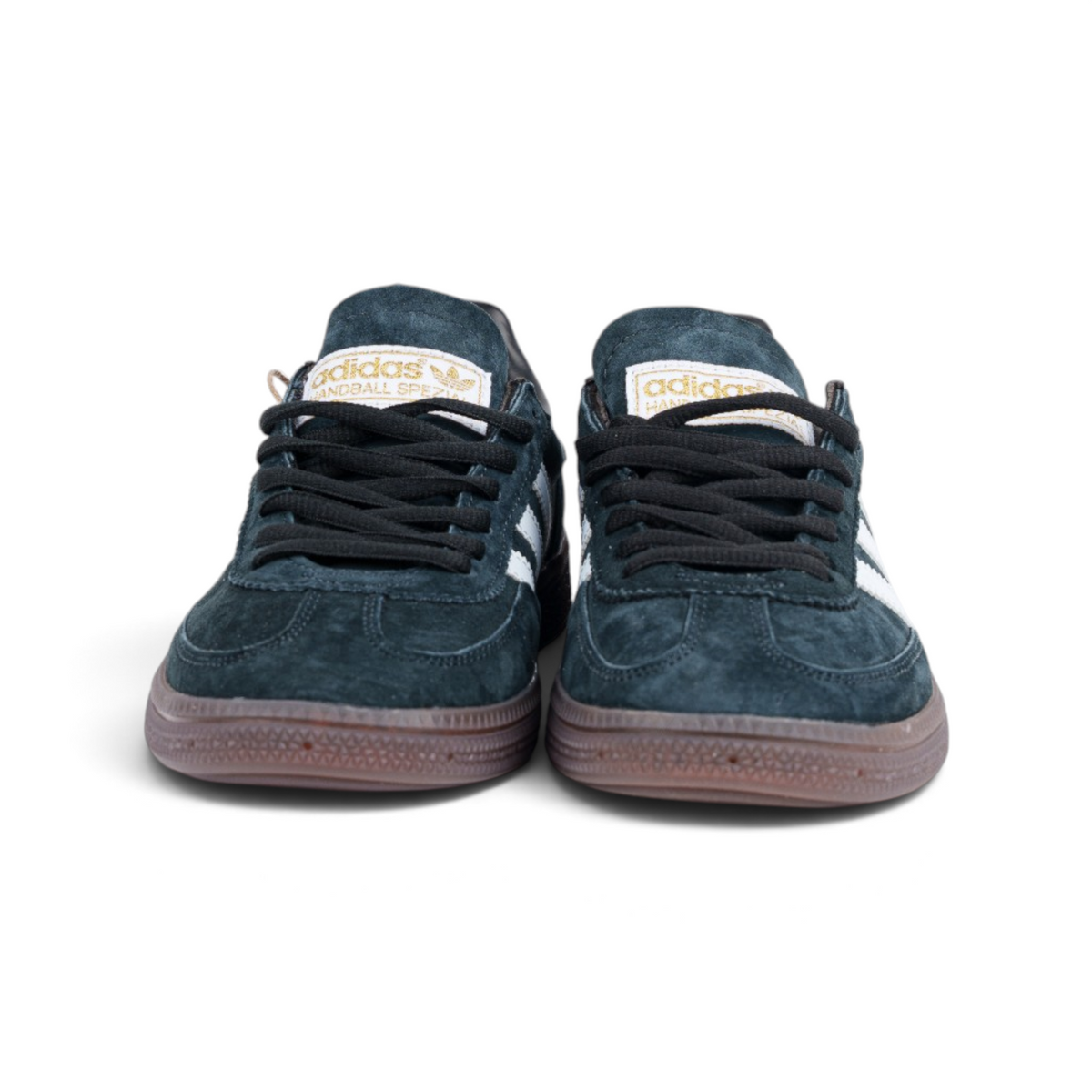 Adidas Handball Spezial тёмные сине-зелёные кроссовки — вид спереди | GAMEOVERSHOP