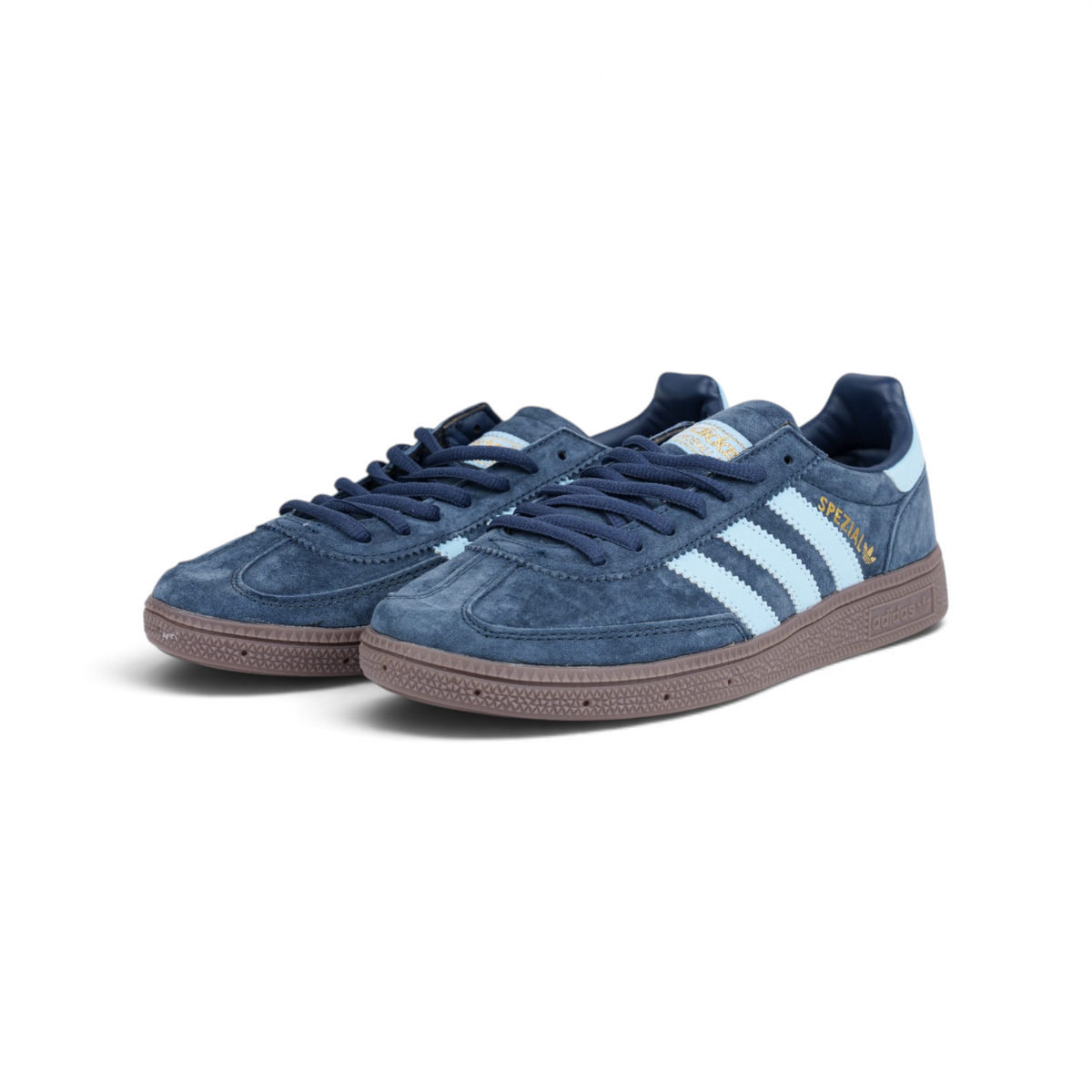 Adidas Handball Spezial тёмно-синие кроссовки — пара, вид спереди сбоку | GAMEOVERSHOP