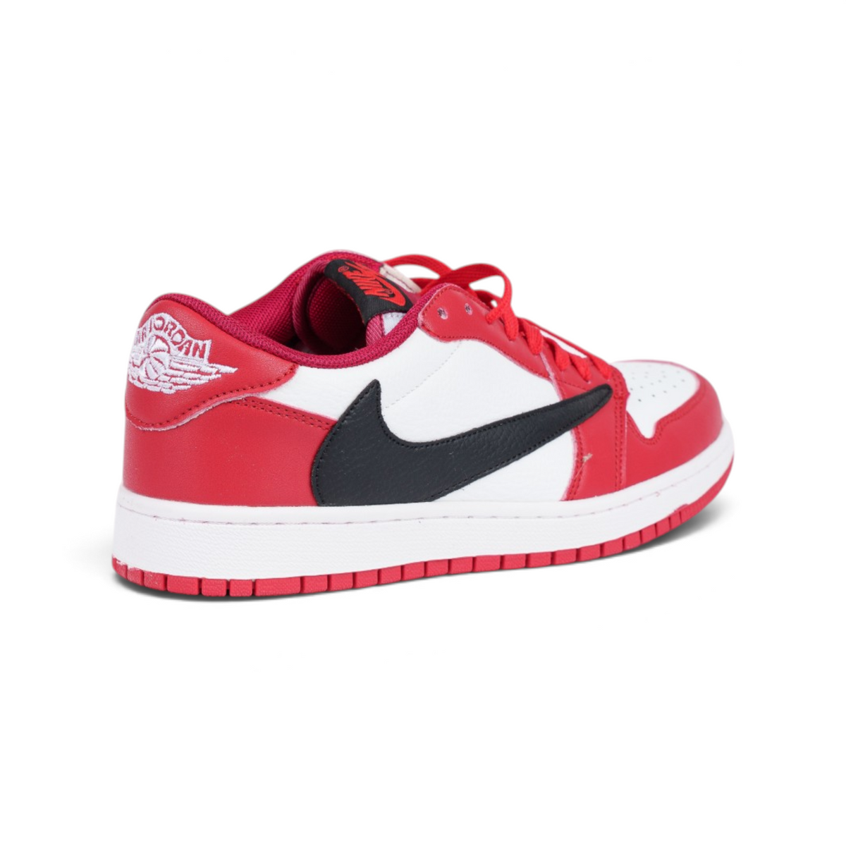 Nike Air Jordan 1 Low Travis Scott красно-белые кроссовки — вид сзади сбоку | GAMEOVERSHOP