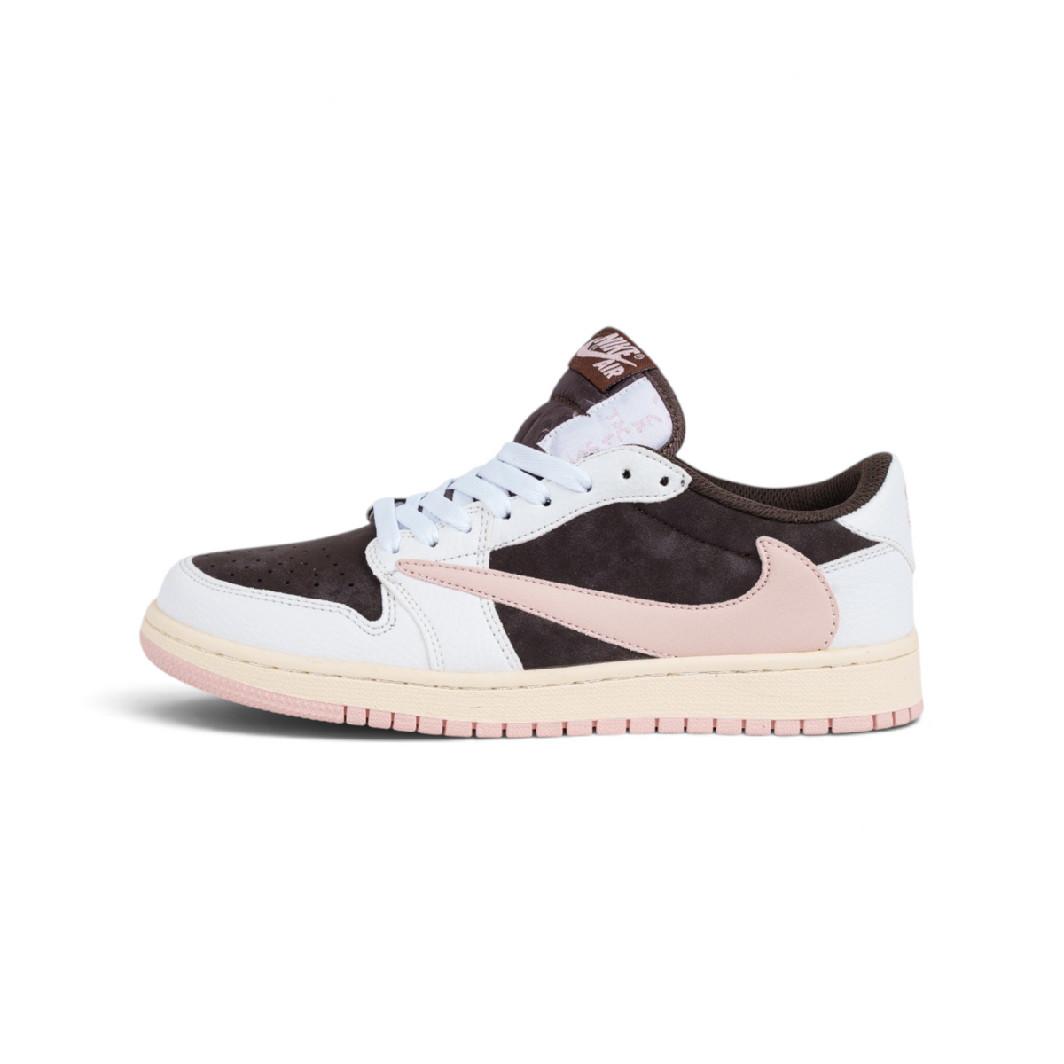 Nike Air Jordan 1 Low Travis Scott Pink Brown коричнево-розовые кроссовки — вид сбоку | GAMEOVERSHOP
