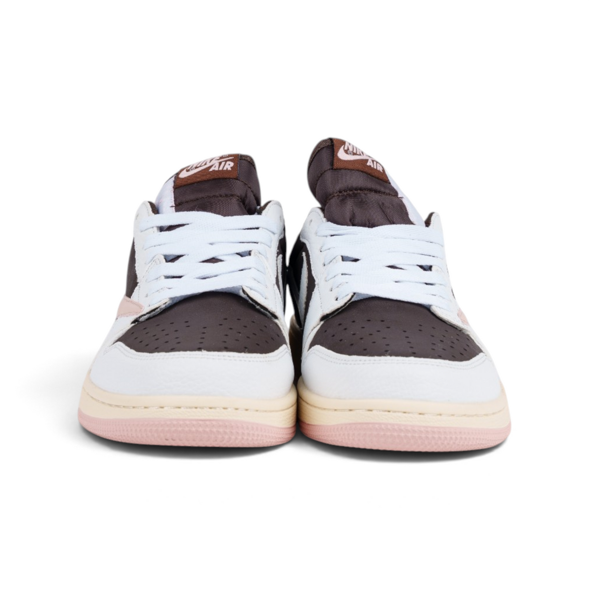 Nike Air Jordan 1 Low Travis Scott Pink Brown коричнево-розовые кроссовки — вид спереди | GAMEOVERSHOP