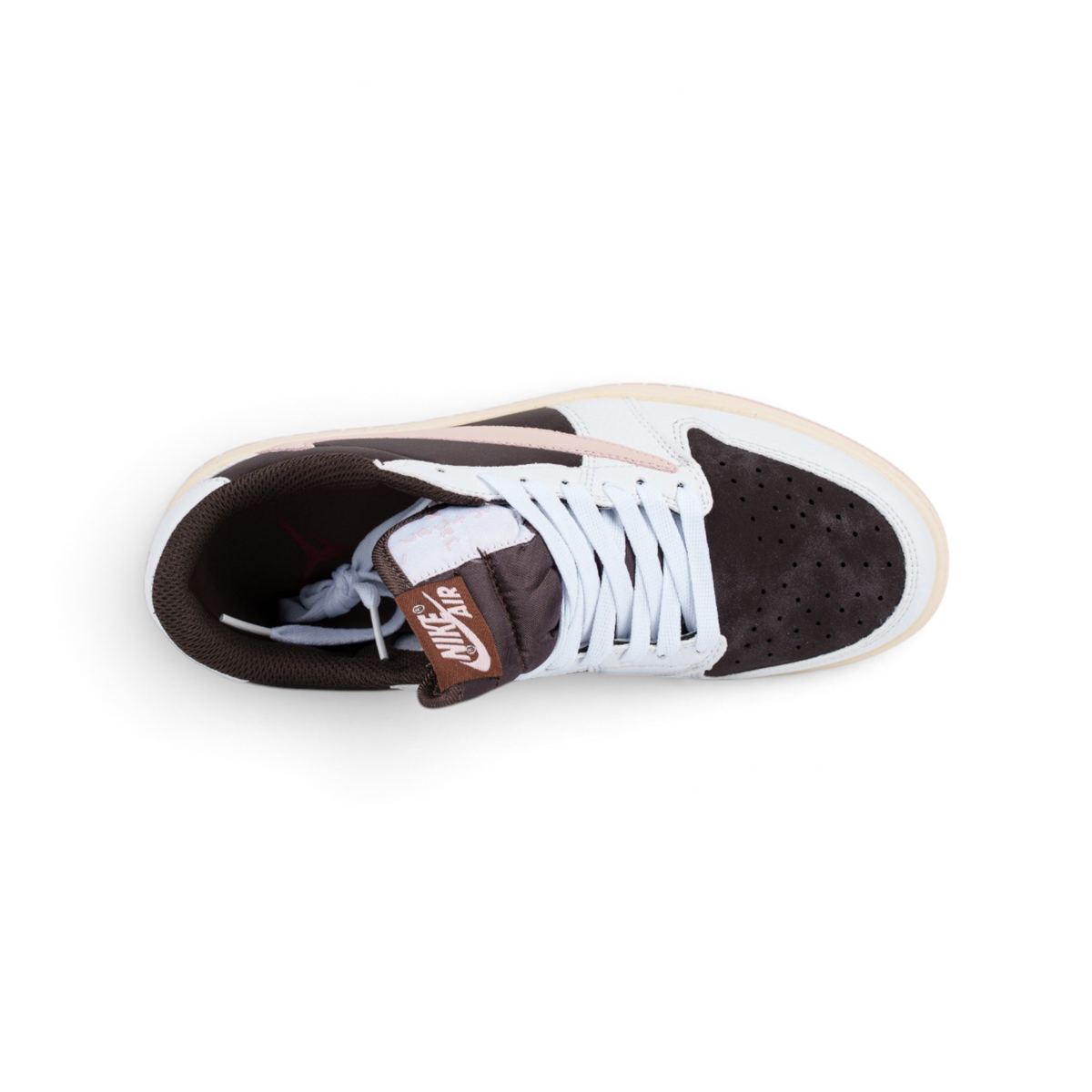Nike Air Jordan 1 Low Travis Scott Pink Brown коричнево-розовые кроссовки — вид сверху | GAMEOVERSHOP