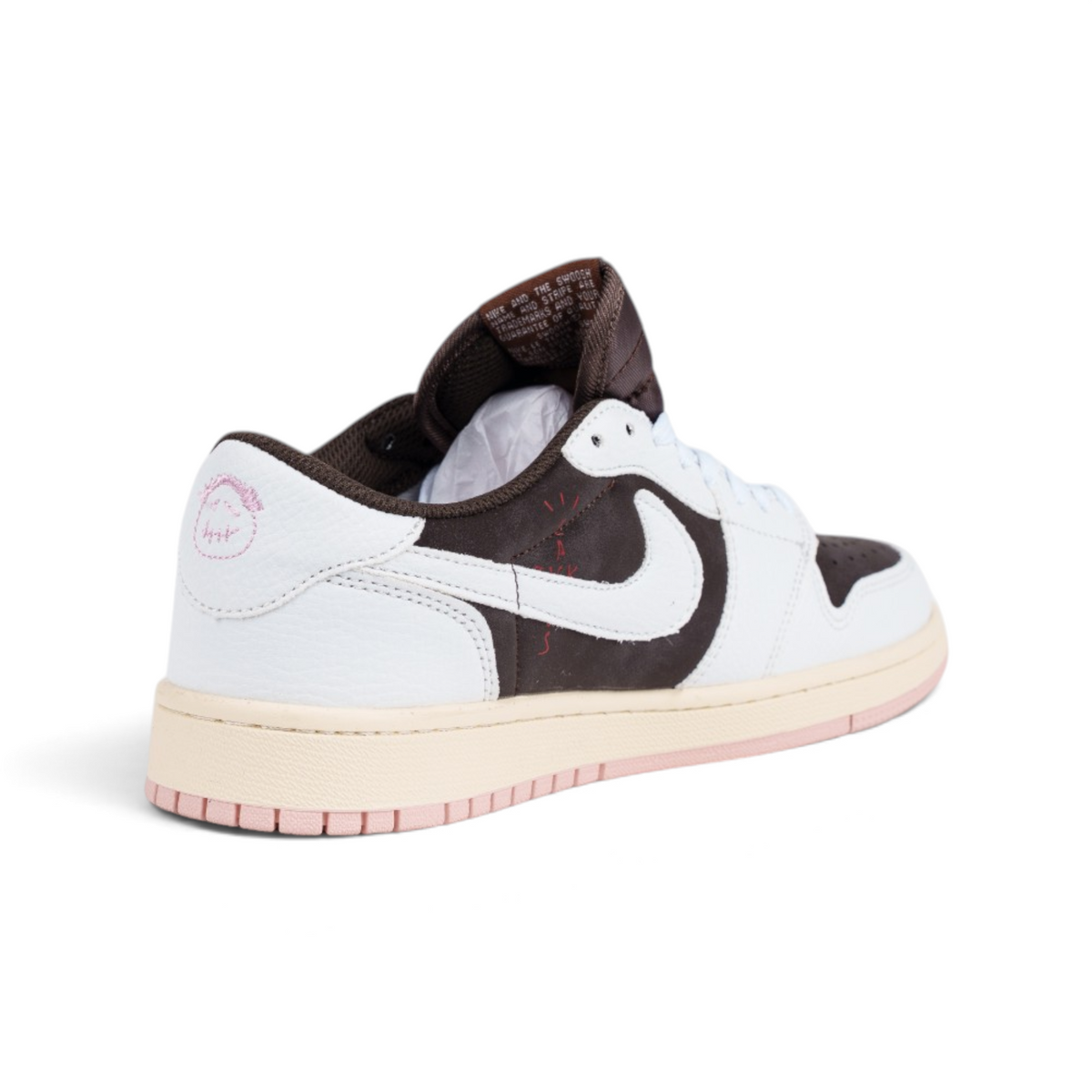 Nike Air Jordan 1 Low Travis Scott Pink Brown коричнево-розовые кроссовки — вид сзади под углом | GAMEOVERSHOP