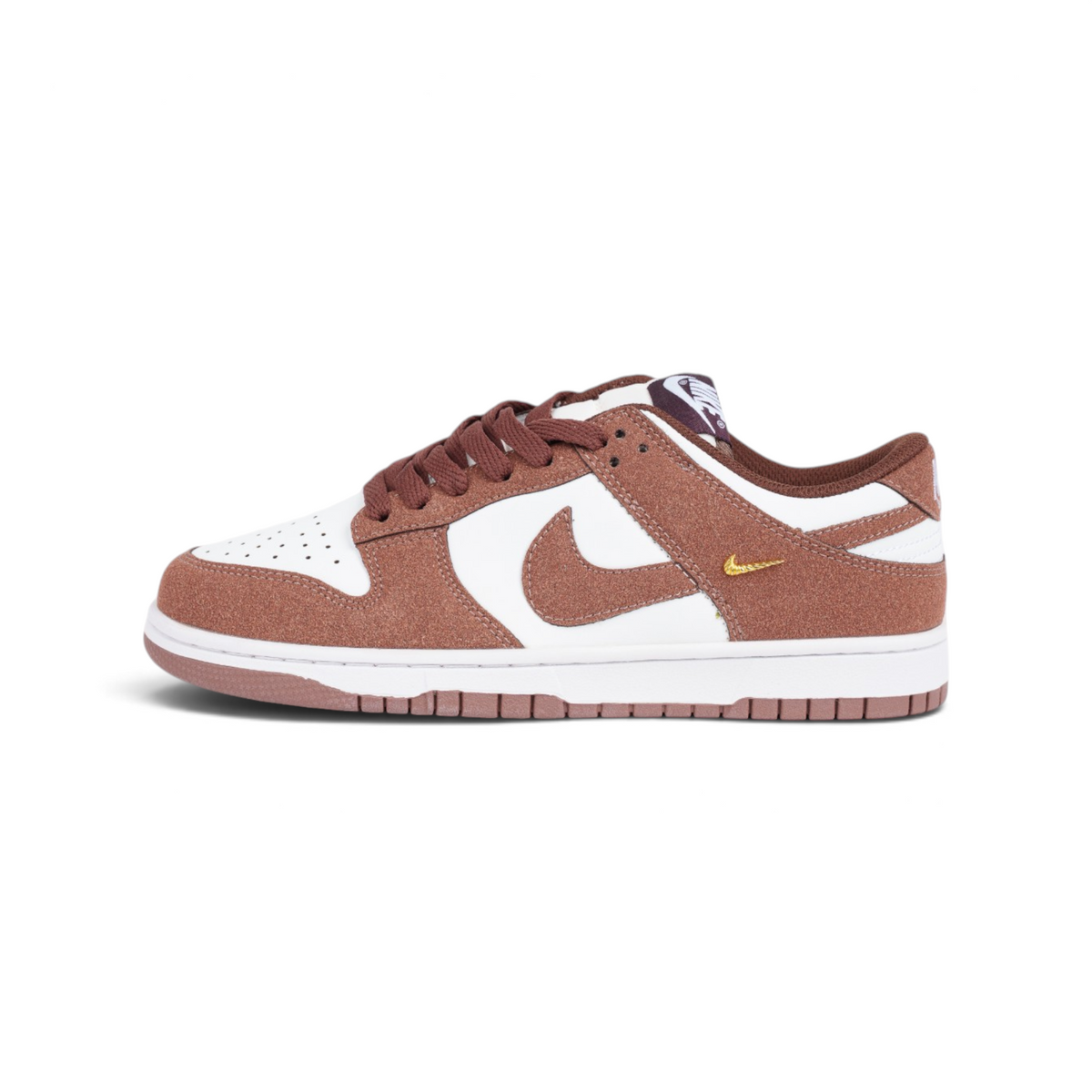 Nike Dunk Low коричнево-белые кроссовки — вид сбоку | GAMEOVERSHOP