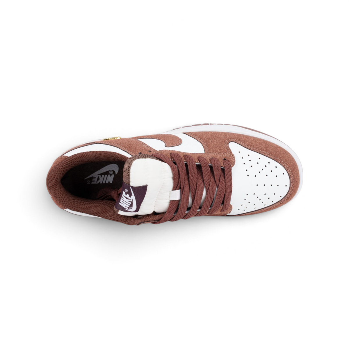 Nike Dunk Low коричнево-белые кроссовки — вид сверху | GAMEOVERSHOP