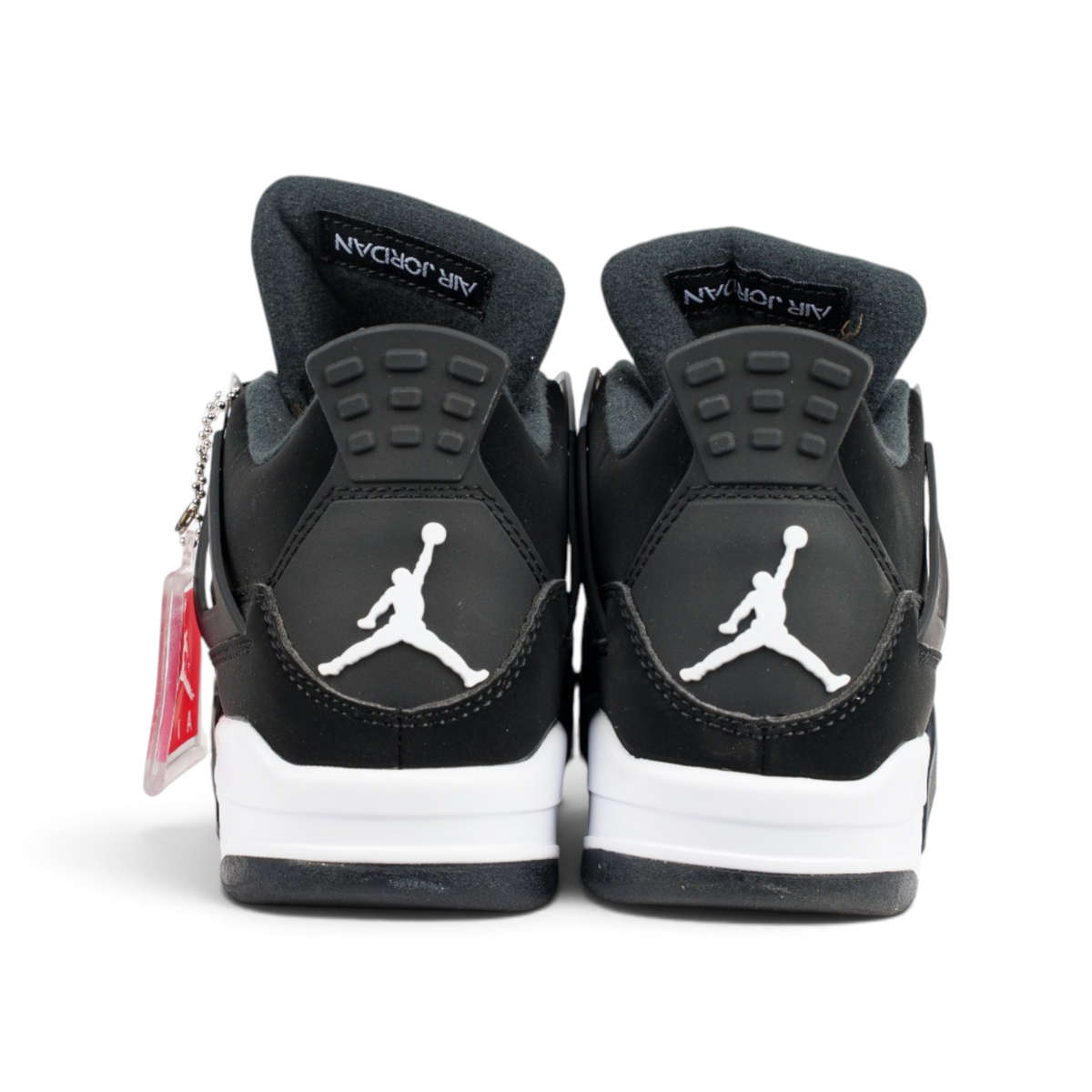 Nike Air Jordan 4 Retro Oreo Black White чёрные кроссовки — вид сзади, пара | GAMEOVERSHOP
