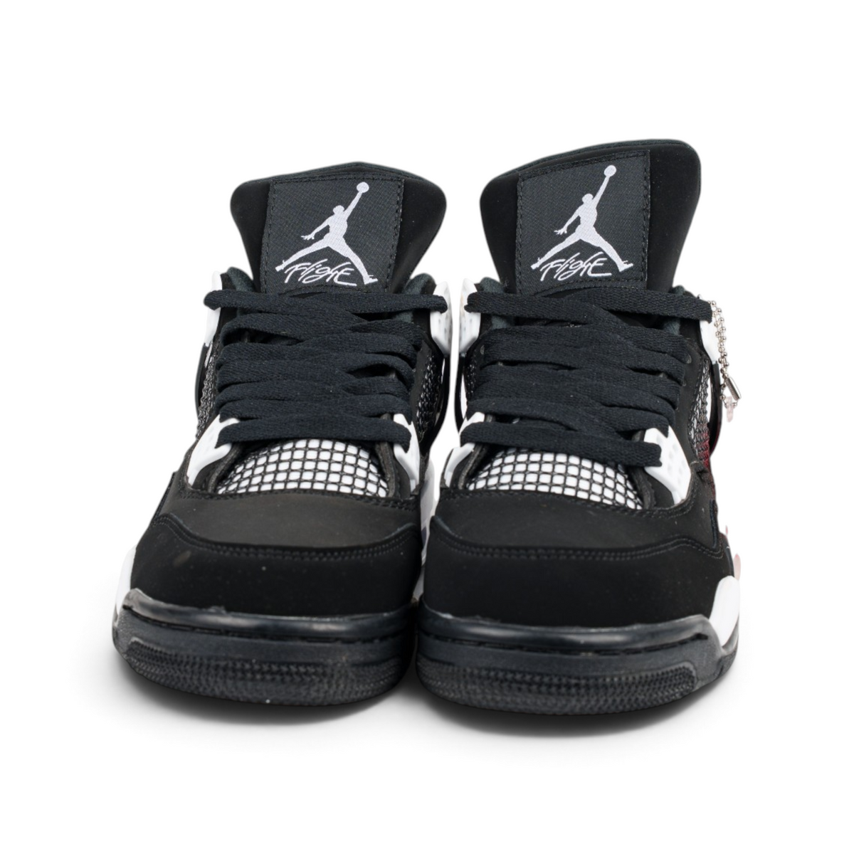 Nike Air Jordan 4 Retro Oreo Black White чёрные кроссовки — вид спереди, пара | GAMEOVERSHOP
