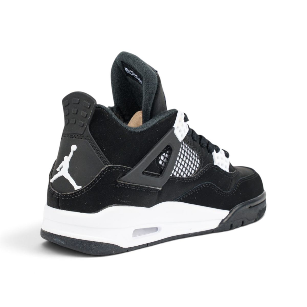 Nike Air Jordan 4 Retro Oreo Black White чёрные кроссовки — вид сзади под углом | GAMEOVERSHOP