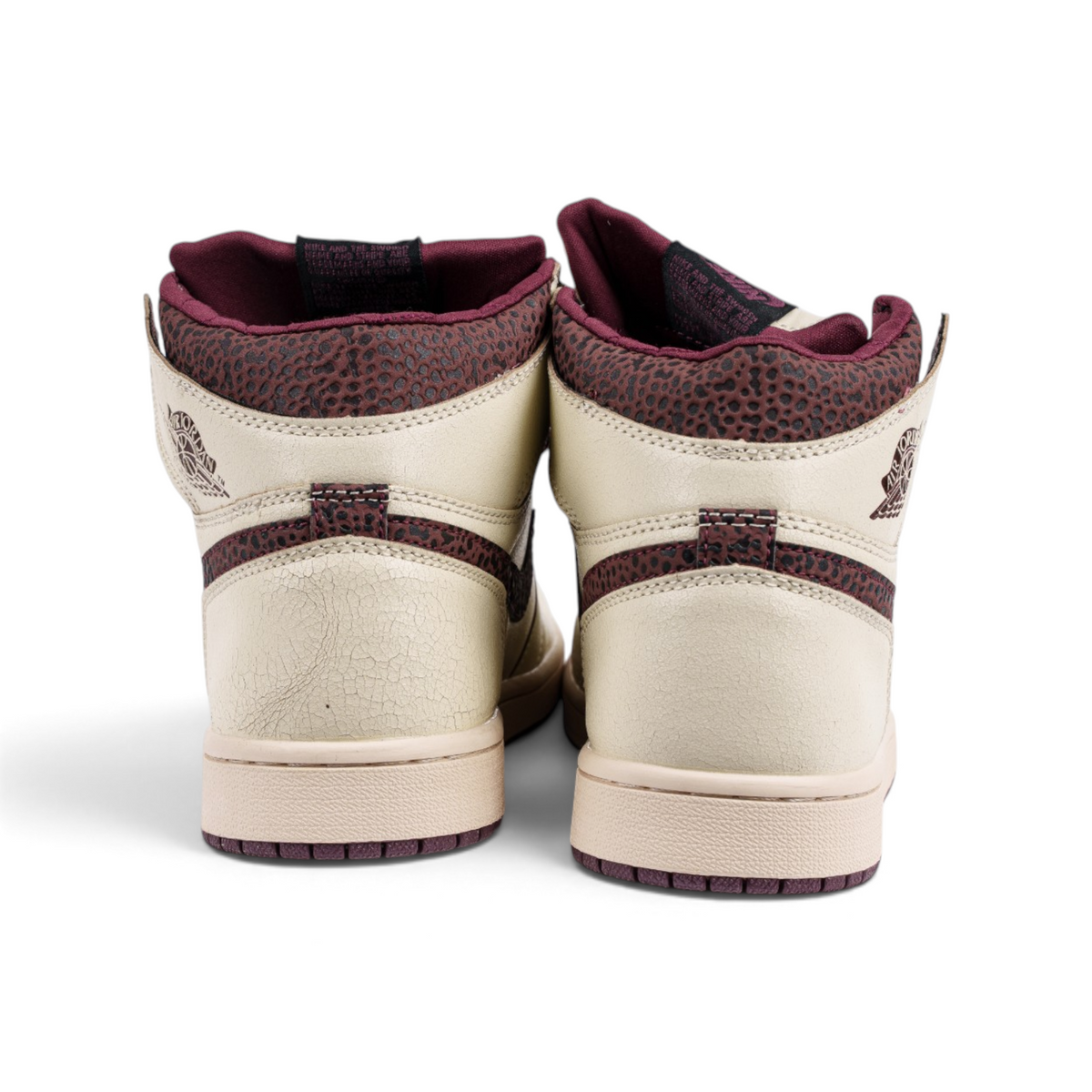 Nike Air Jordan 1 High OG A Ma Maniere кремовые кроссовки с бордовым — вид сзади | GAMEOVERSHOP