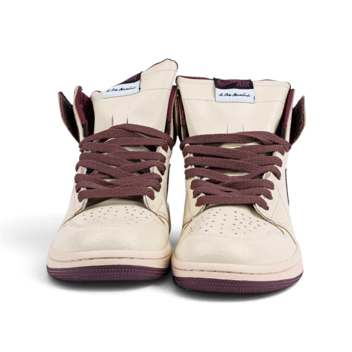 Nike Air Jordan 1 High OG A Ma Maniere кремовые кроссовки с бордовым — вид спереди | GAMEOVERSHOP