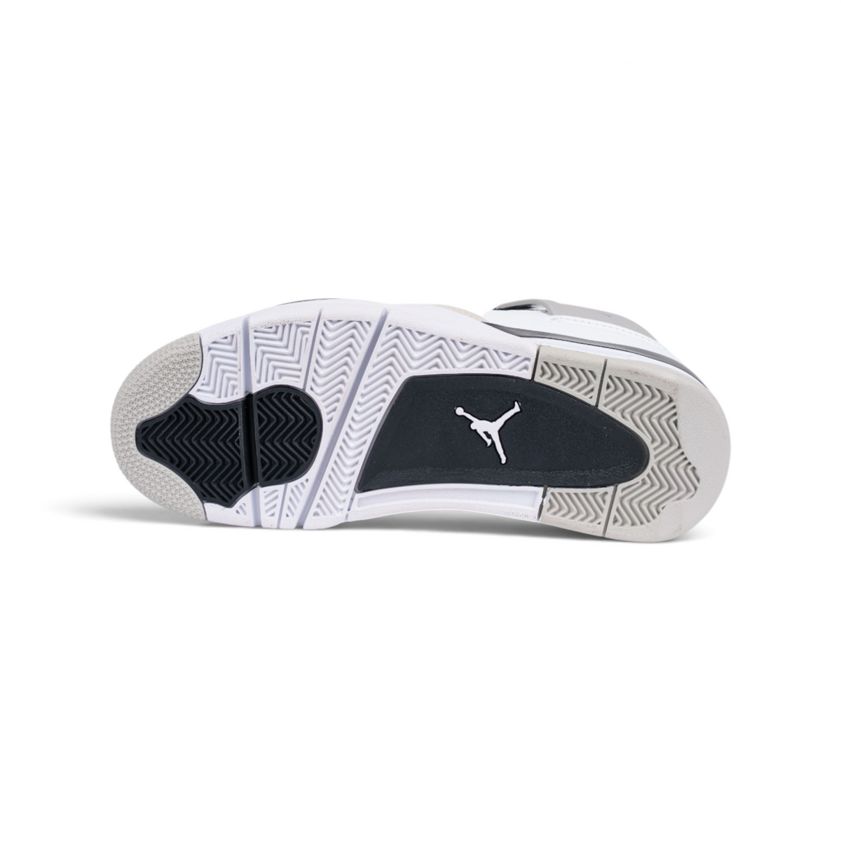 Nike Air Jordan 4 Retro Military Black белые с бежевыми вставками кроссовки — подошва | GAMEOVERSHOP