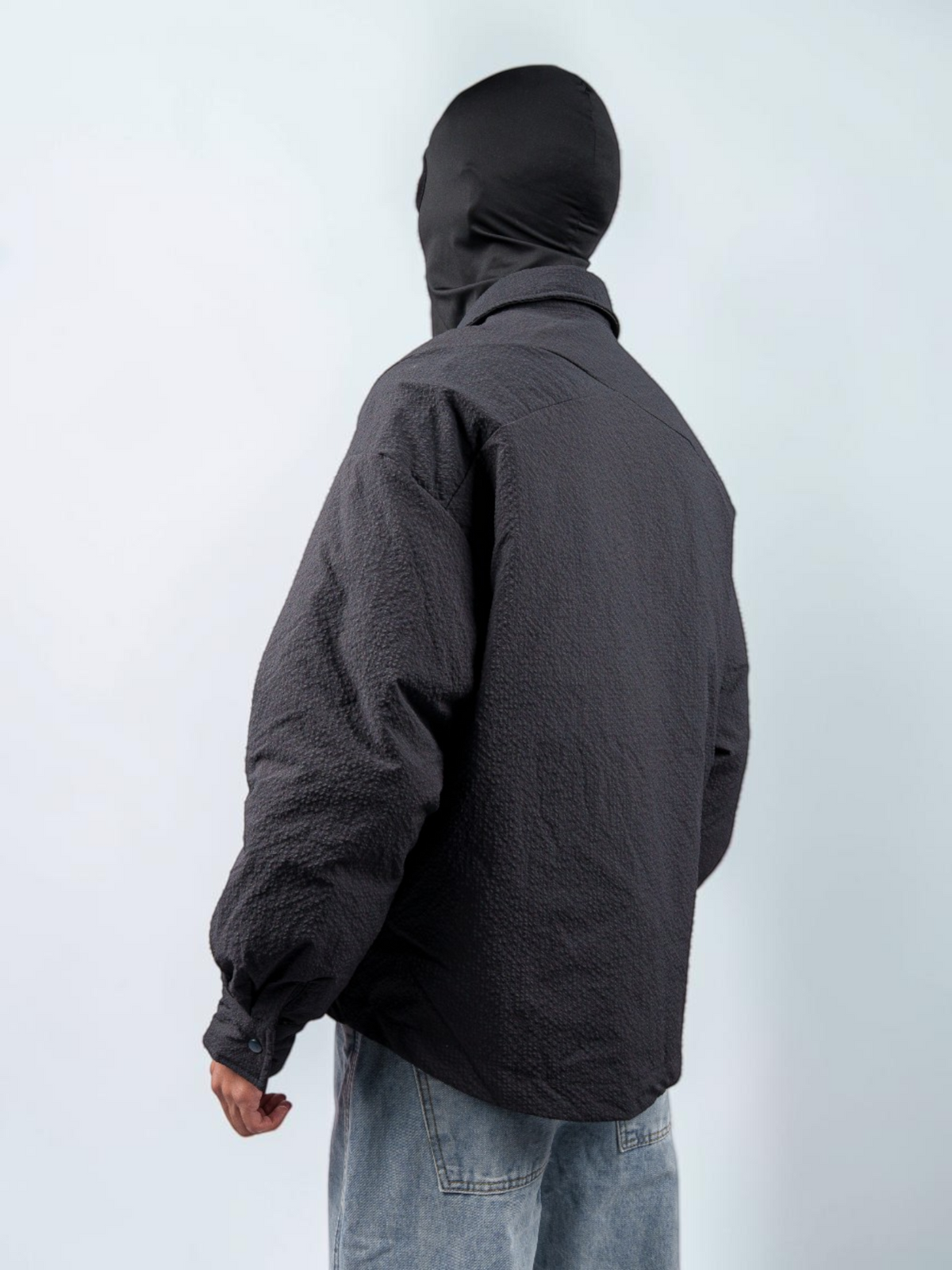 Jacket GO Total Black тёмная куртка-рубашка — вид сзади сбоку | GAMEOVERSHOP