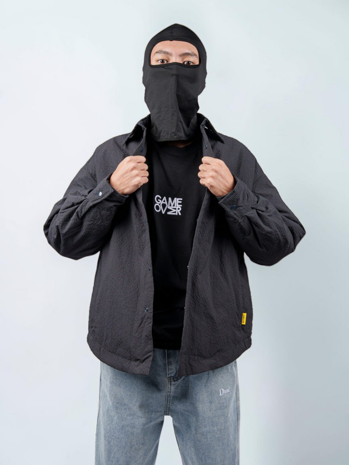Jacket GO Total Black тёмная куртка-рубашка — воротник и кнопочная застёжка | GAMEOVERSHOP